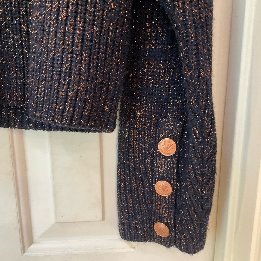 Rag And Bone Black Crew Sweater With Rust Metalli… - image 4